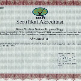 Sertifikat Akreditasi Pendidikan Biologi Tahun 2014-2019