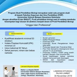 Lowongan Dosen Pendidikan Biologi (tutup)