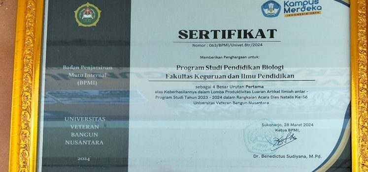 Pendidikan Biologi Univet Bantara Sabet Juara 1 Produktivitas Artikel Ilmiah Tingkat Universitas Pendidikan Biologi Univet Bantara Sabet Juara 1 Produktivitas Artikel Ilmiah Tingkat Universitas