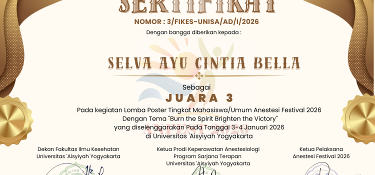 Mahasiswa Pendidikan Biologi Univet Bantara Raih Juara 3 Lomba Poster Nasional AN-FEST 2026 Mahasiswa Pendidikan Biologi Univet Bantara Raih Juara 3 Lomba Poster Nasional AN-FEST 2026