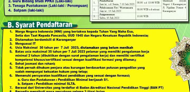 Lowongan Guru dan Tenaga Kependidikan