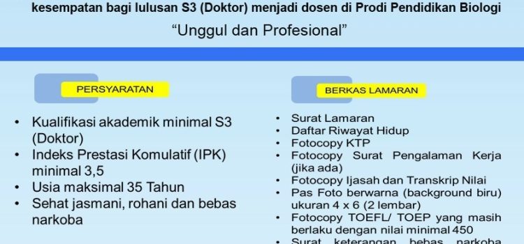 Lowongan Dosen Pendidikan Biologi (tutup)